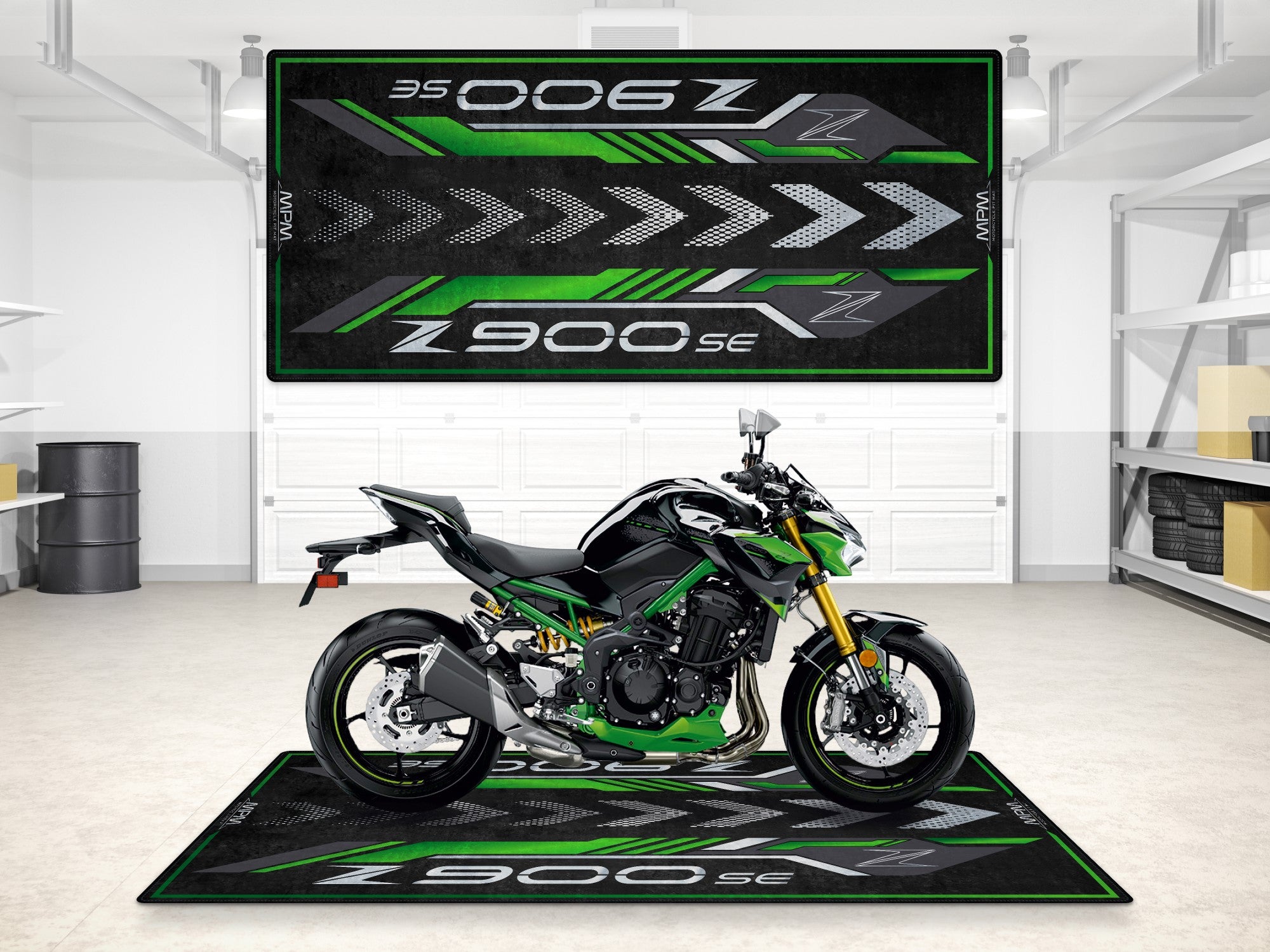 マウル Rotix Spilt Side Logo Dark Green MPM Motorcycle Mat for Kawasaki Ninja ZX-4RR KRT Edition