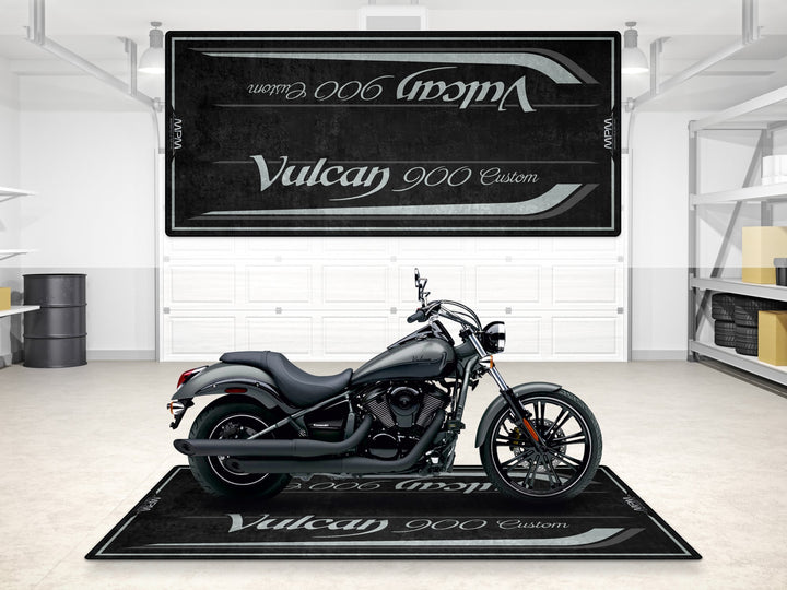 Designed Pit Mat for Kawasaki Vulcan 900 Custom Motorcycle - MM7427