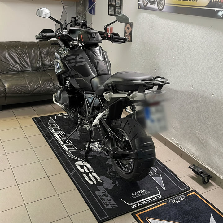 BMW R1250 GS Black White Blue Motorcycle Garage Mat Thermoplastic Rubber garage floor protection