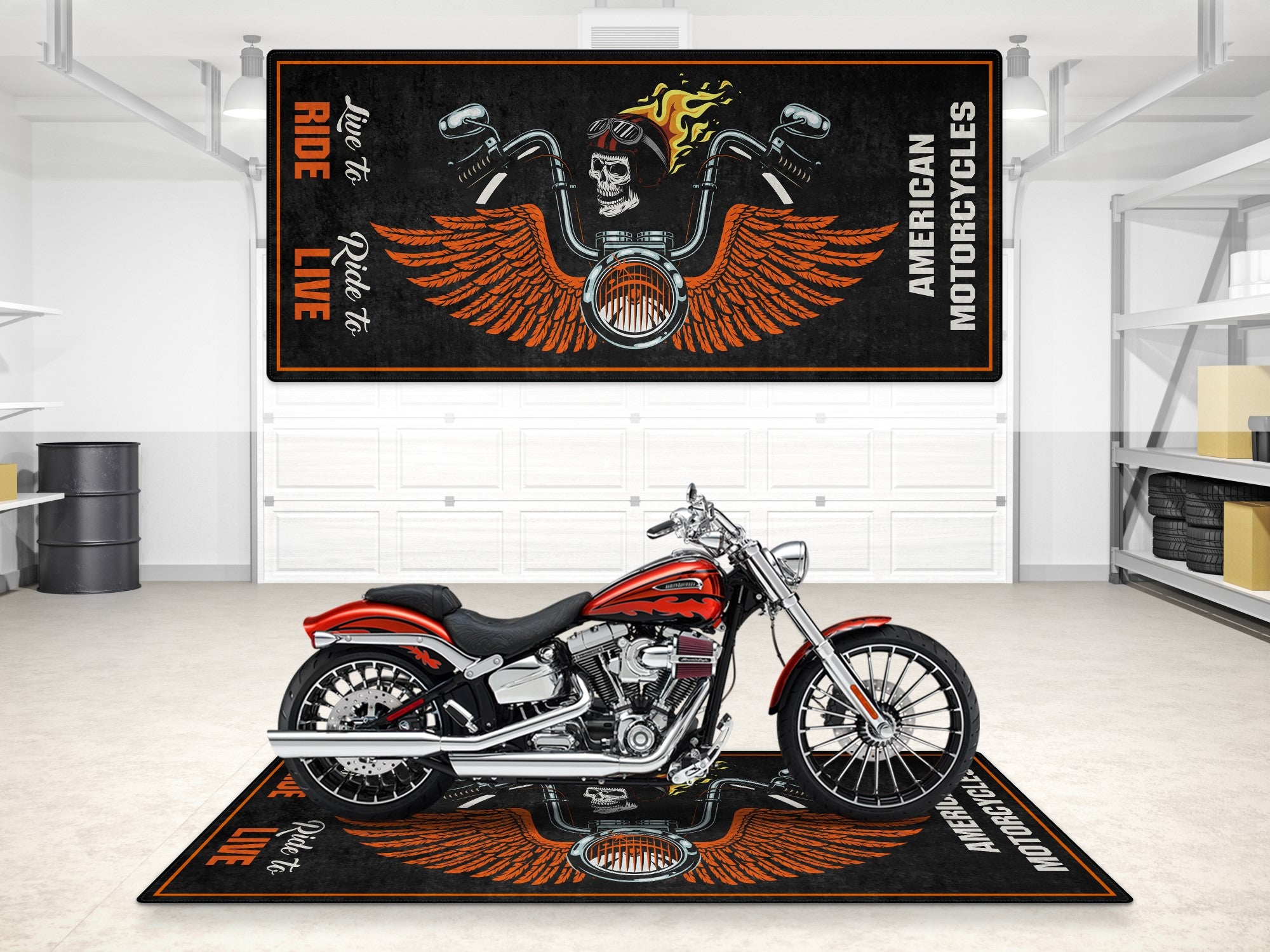 ガレージに❗️Harley-Davidson フロアマット　プロ仕様 Shop Online Personalized Pit Mats for Harley Davidson - 10