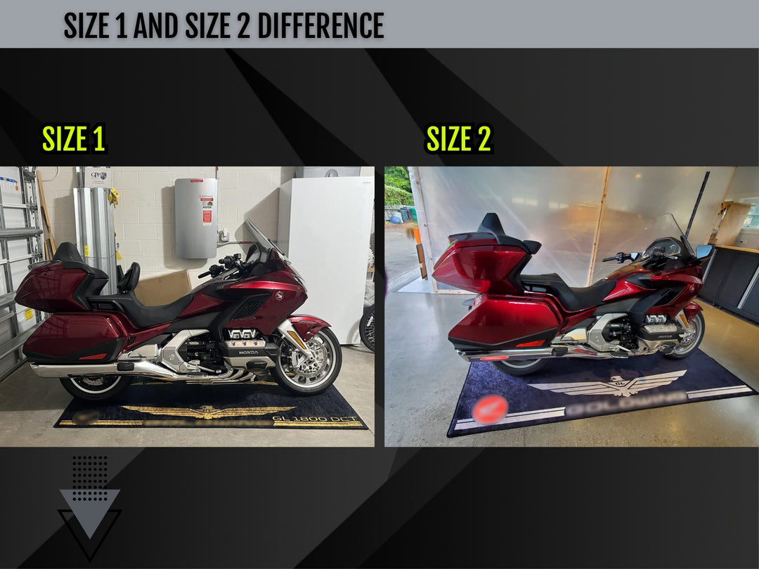 Touring-inspired floor rug with sharp silver visuals. Perfect for showroom display, track prep, and motorcycle gear staging.
