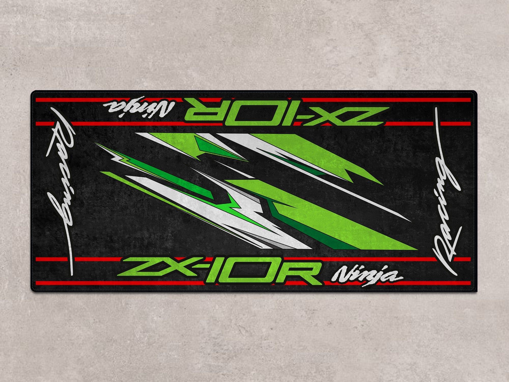 *p(R)ojectR® Logo Rug Mat MPM Motorcycle Mat for Kawasaki Ninja ZX-6R 40th Anniversary