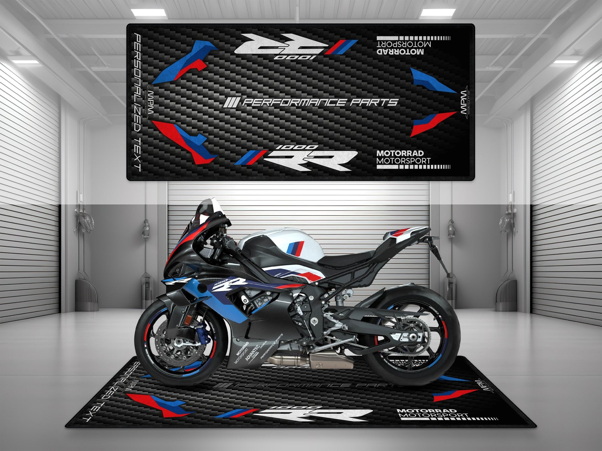 BMW M1000RR Motorcycle Garage & Pit Mat | MM7161 – MPM Motorcycle Mat