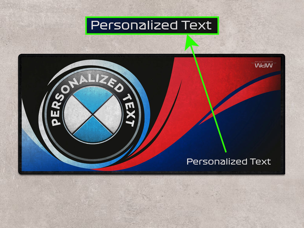Custom pit rug for BMW race bikes – ideal motorcycle gear gift for racetrack garage, parking mat space, or showroom setup.

