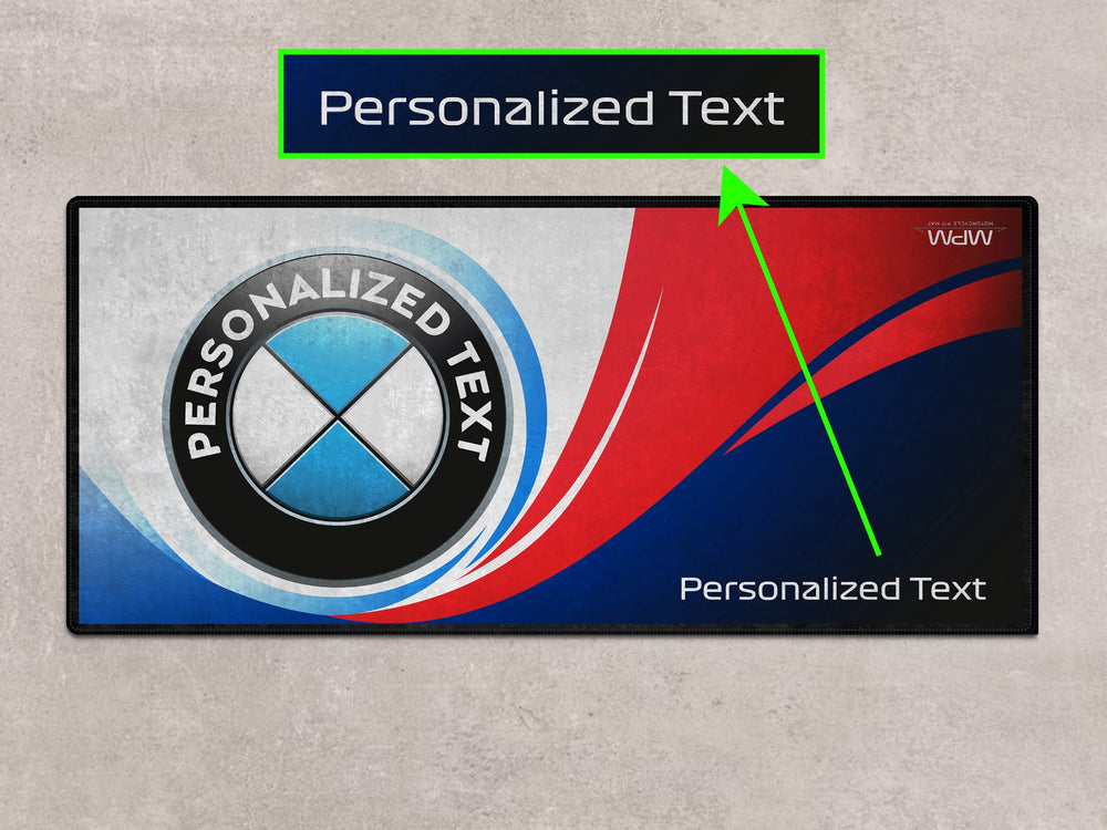 Custom pit rug for BMW race bikes – ideal motorcycle gear gift for racetrack garage, parking mat space, or showroom setup.
