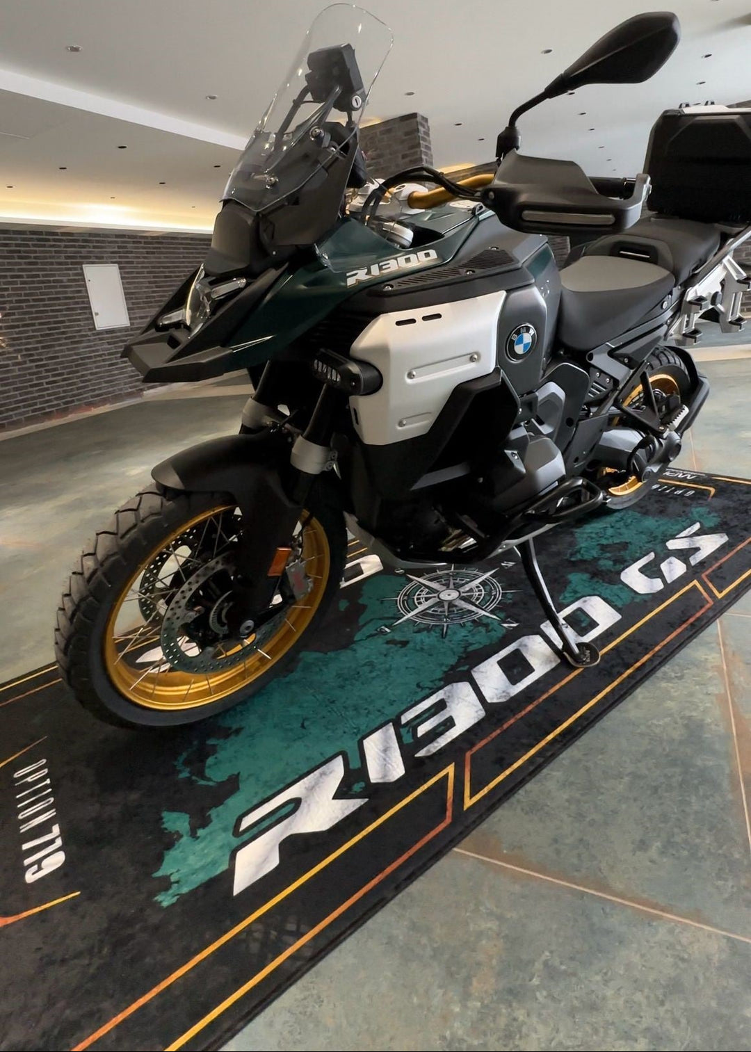 BMW R1300 GS Custom Motorcycle Pit Mat personalized adventure garage display
