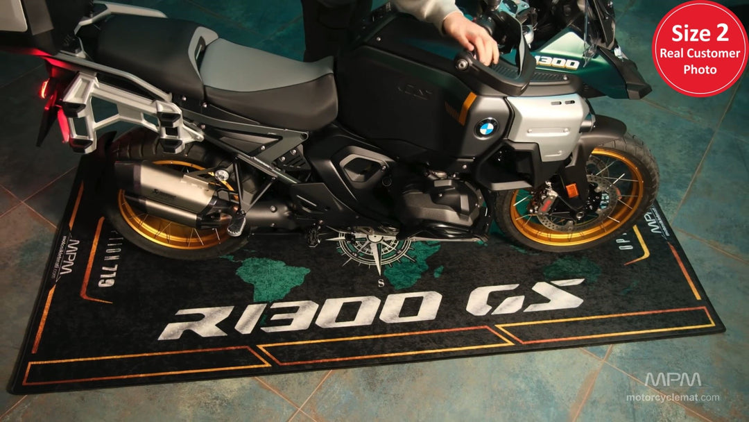 BMW R1300 GS Adventure Motorcycle Garage Pit Mat real customer photo Size 2