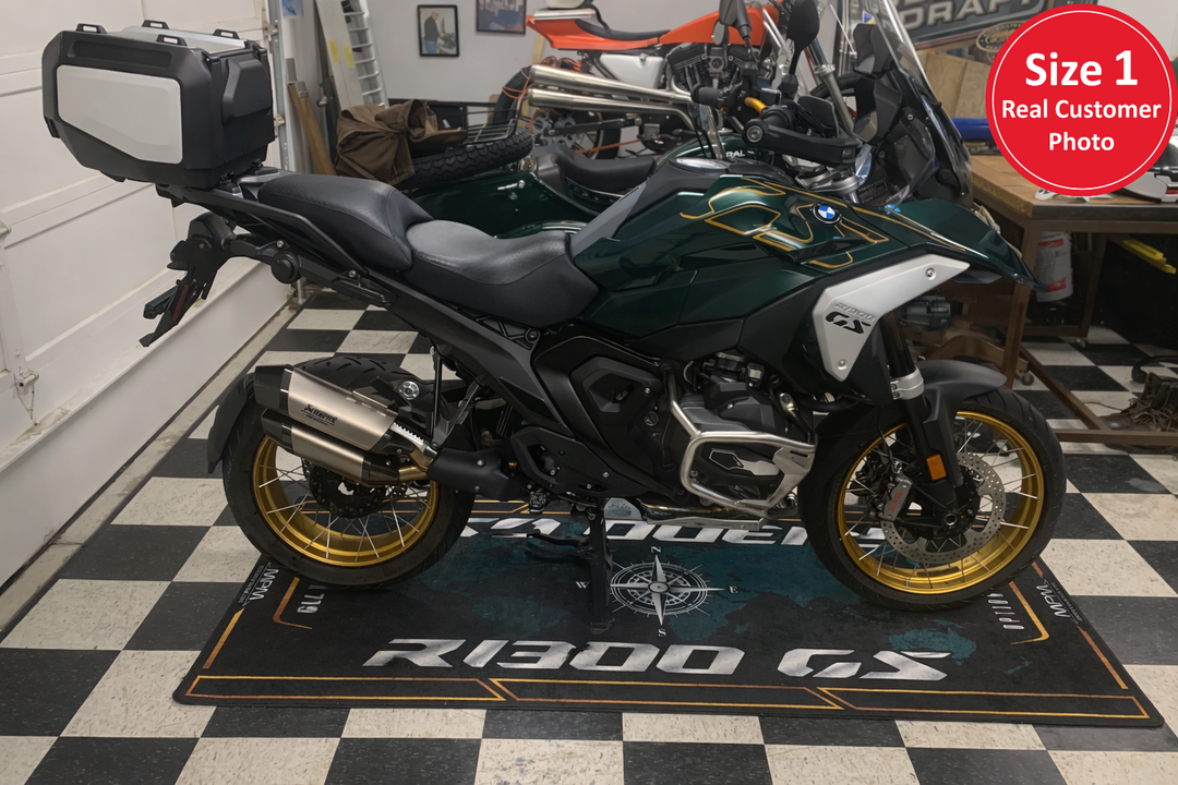 BMW R1300 GS Adventure Size 1 Garage Mat premium adventure motorcycle floor cover