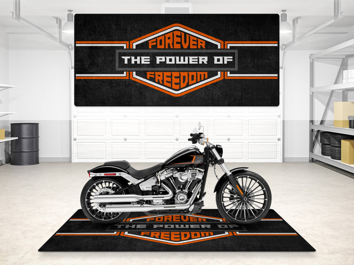 Motorcycle Mat for Cruiser - Touring - Sport Motorcycle " Forever The Power of Freedom " - MM7101