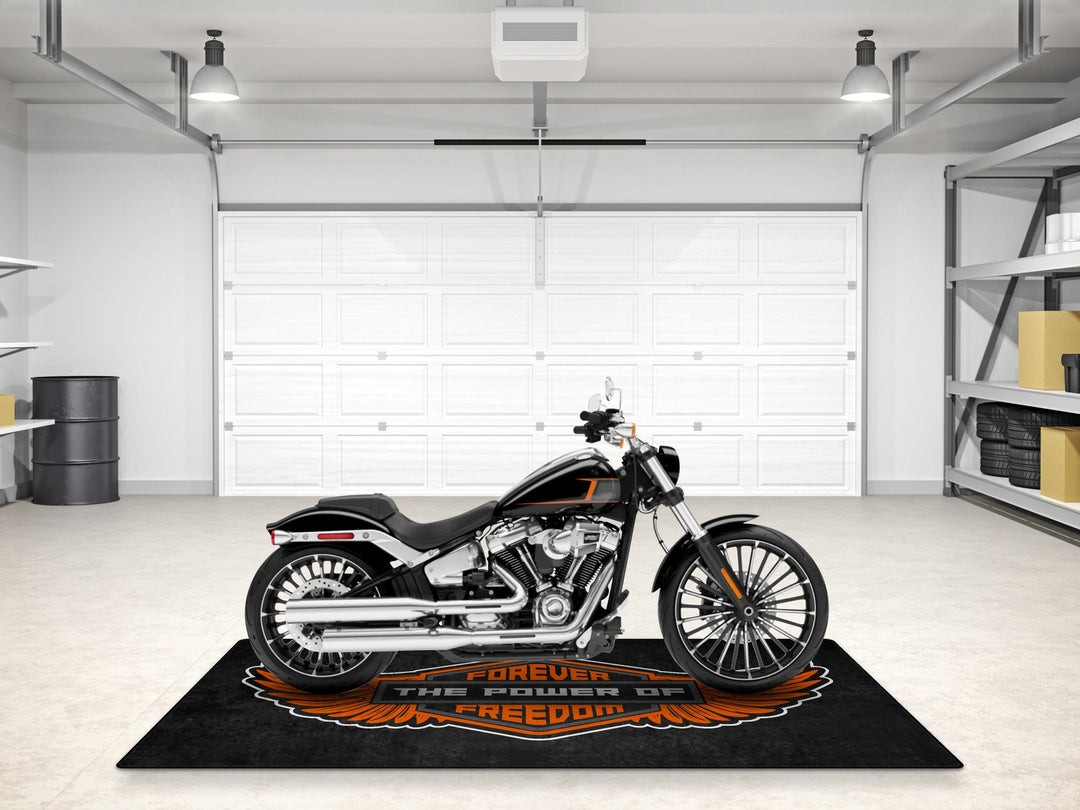 Motorcycle Mat for Cruiser - Touring - Sport Motorcycle Wings " Forever The Power of Freedom " -  MM7102