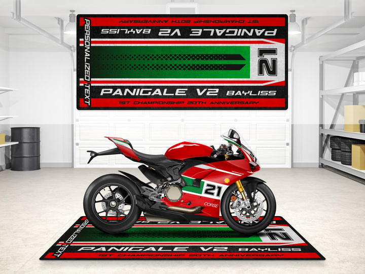 Designed Pit Mat for Ducati Panigale V2 Bayliss 1st Championship 20th Anniversary Motorcycle - MM7193
