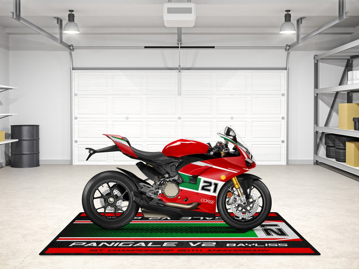 Designed Pit Mat for Ducati Panigale V2 Bayliss 1st Championship 20th Anniversary Motorcycle - MM7193