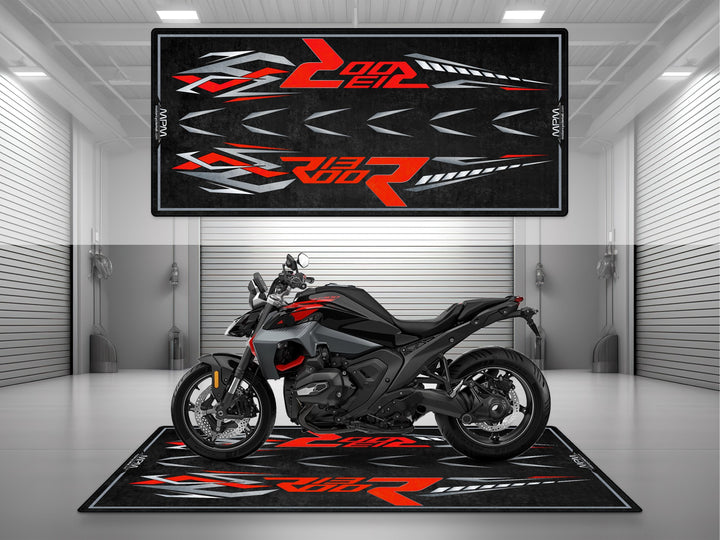 BMW R1300 R Option 719 Kilauea garage mat – Thermoplastic Rubber floor cover for racetrack, showroom, or stylish parking mat.
