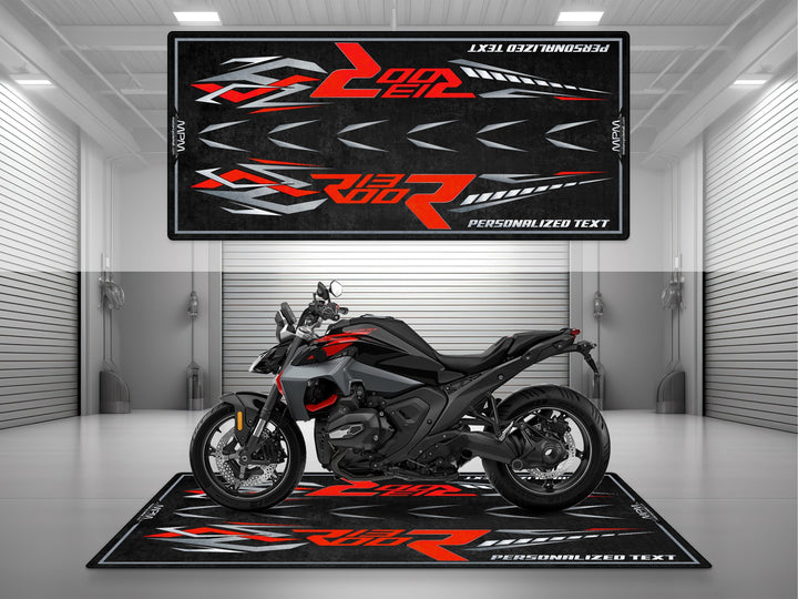 Custom pit rug for BMW R1300 R Option 719 – superbike garage essential and motorcycle gear for every rider’s collection.