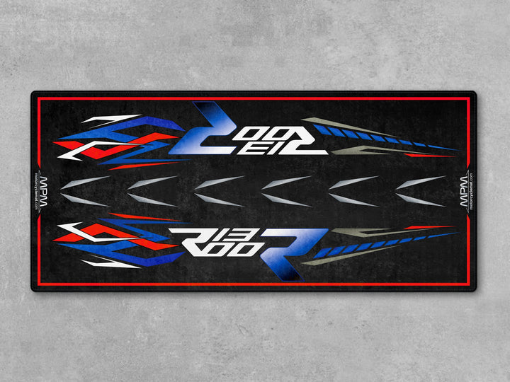 BMW R1300 R Performance parking mat – perfect rug for dual sport setup, bike zone, or motorcycle display. A sleek pit mat solution.