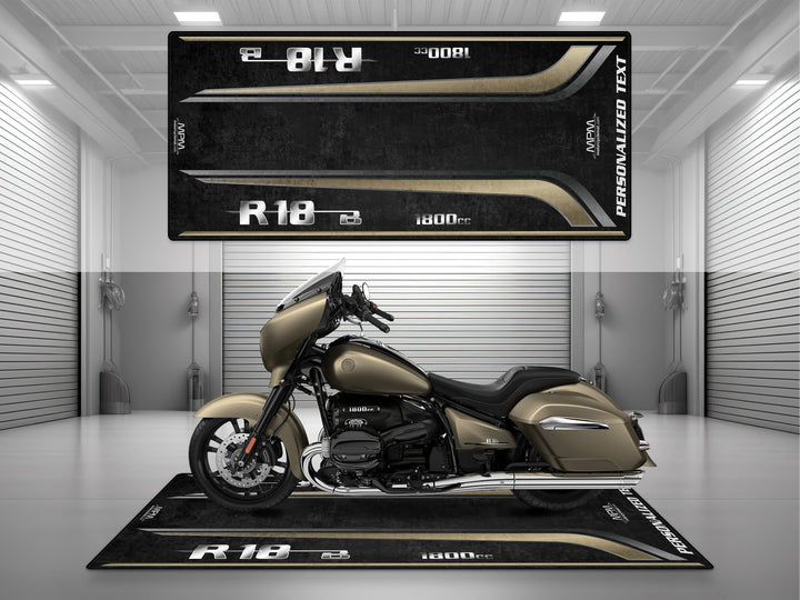 Custom pit rug for Manhattan Metallic R18 B – rider essentials and motorcycle gear for superbike garage. Ideal gift, parts, and accessory mat.
