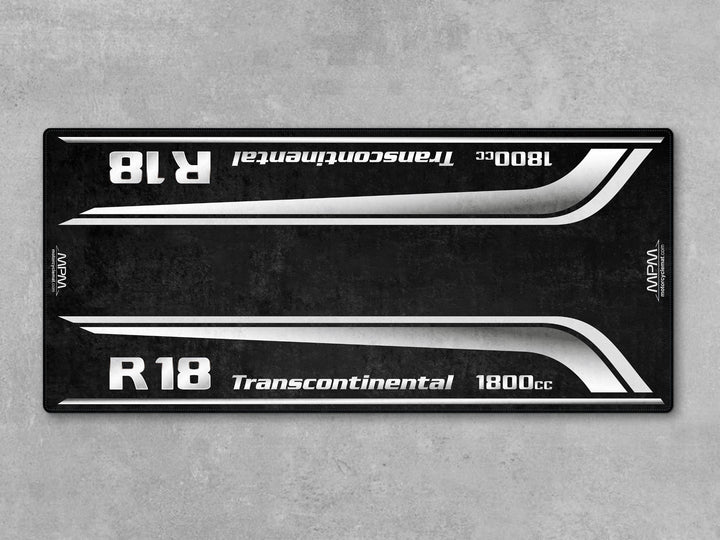 High-quality Thermoplastic Rubber pit mat for BMW R 18. Perfect for racetrack prep, dual sport setup, or classic garage décor.
