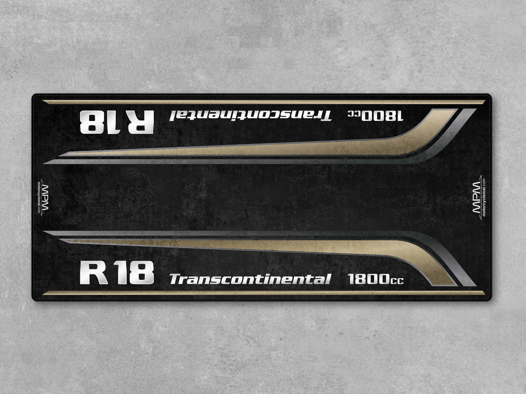 Manhattan Metallic Matte BMW R 18 parking mat and garage mat. Perfect for a stylish motorcycle display or racetrack-ready showroom.