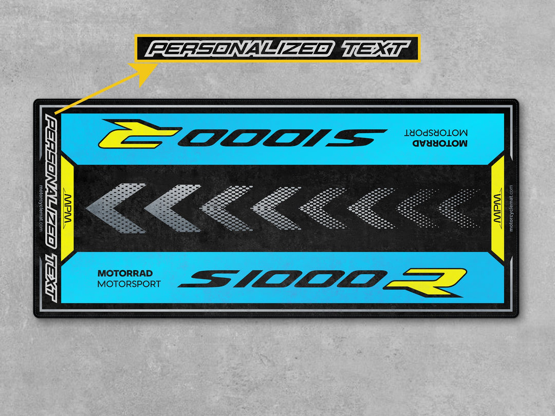  Personalized rug and parts-ready display mat. Perfect for track prep, dual sport setup, and bold motorcycle gear organization.