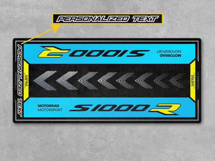  Personalized rug and parts-ready display mat. Perfect for track prep, dual sport setup, and bold motorcycle gear organization.
