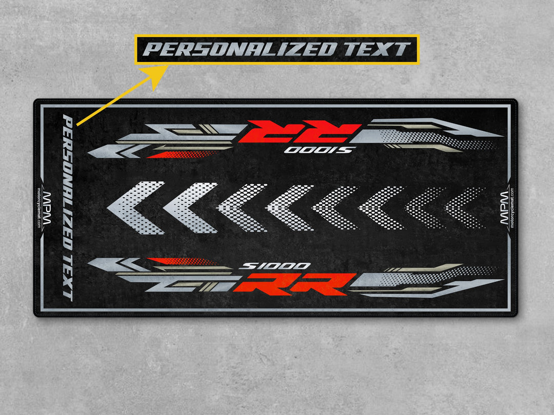 Custom garage mat for S1000RR Sport – the perfect motorcycle gear gift and accessory for dual sport setup and track prep.
