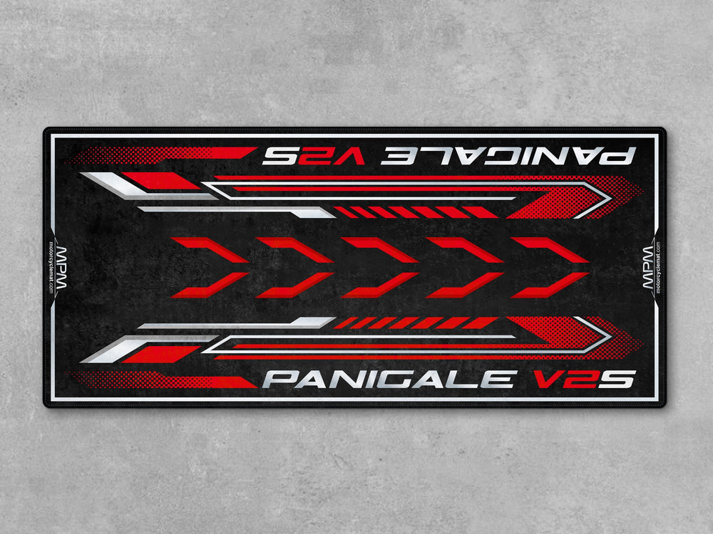 Ducati Panigale V2S parking mat – a premium pit mat and floor cover, perfect for rider essentials, parts zone, and superbike garage setups.
