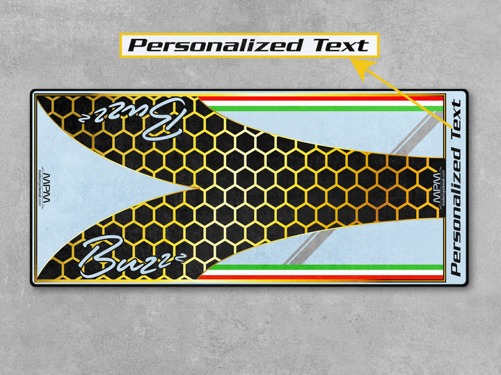 MPM Custom Works motorcycle gear for Vespa. Durable rug for parts area, bike zone, or superbike garage with vibrant display effect.

