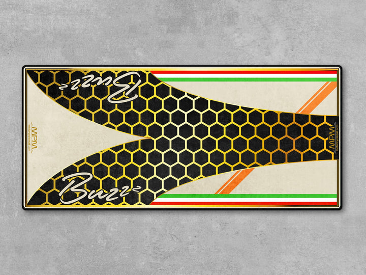 Custom pit rug for Vespa GTV. Perfect carpet accessory for your showroom, racetrack prep area, or rider essentials zone.
