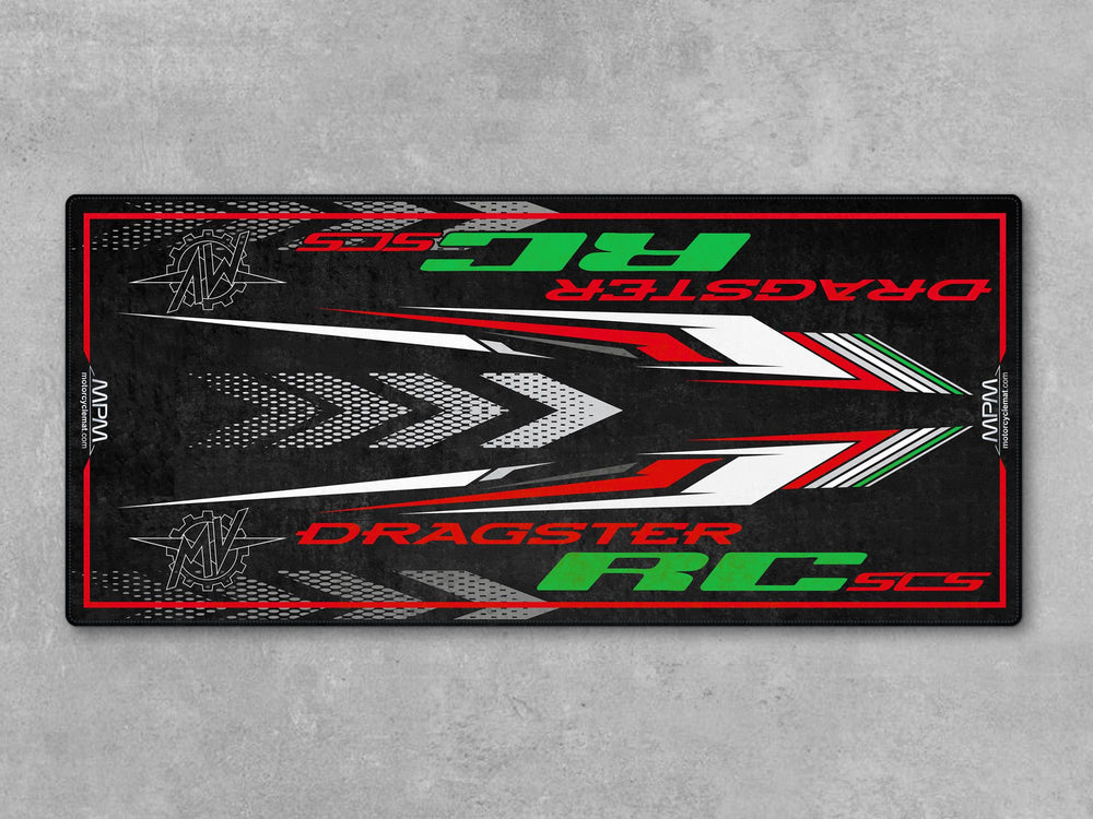Dragster RC Motorcycle Display mat – Italian-style rug for bike zone, perfect parking mat for superbike enthusiasts.
