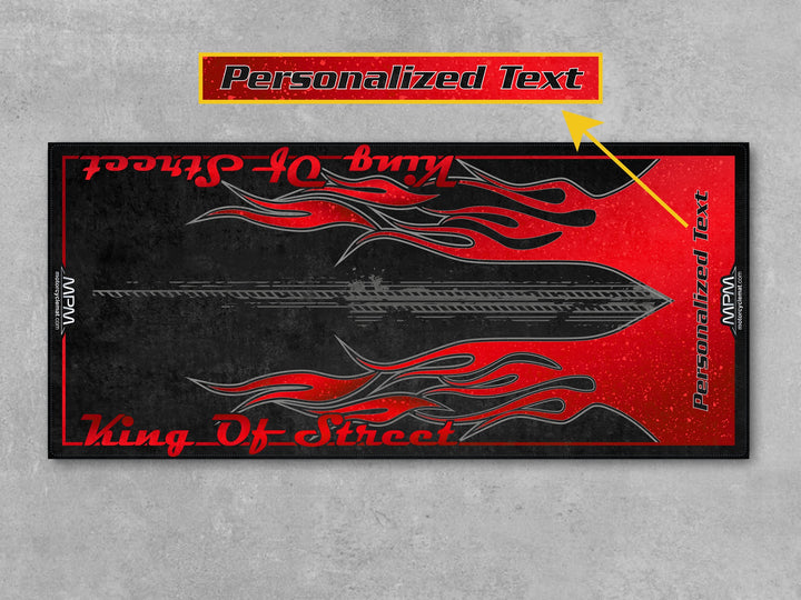 Harley Davidson Road King Red Motorcycle Garage mat personalized parking mat rider accessory