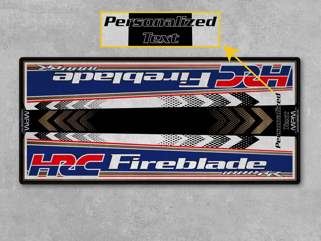 Honda 1000RR-R Fireblade Red White Blue Motorcycle Garage Mat personalized MPM motorcycle display