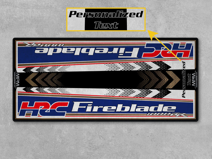 Honda 1000RR-R Fireblade Red White Blue Motorcycle Garage Mat personalized MPM motorcycle display