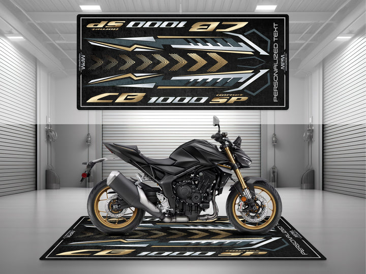Personalized CB1000 SP parking mat. Thermoplastic Rubber floor cover for bike zone, parts storage, and track prep setups.
