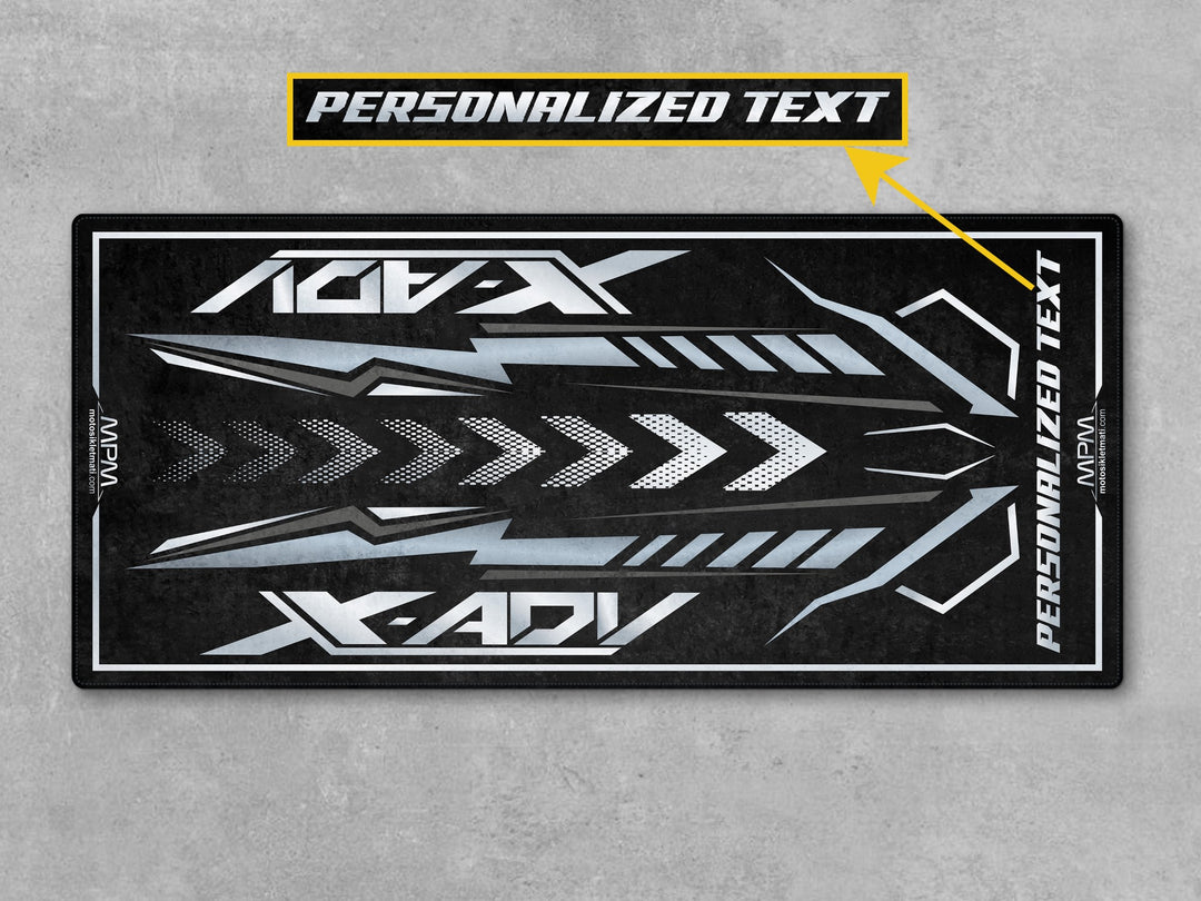 Honda ADV 150 Black Motorcycle Garage mat, custom pit rug, motorcycle display carpet, showroom floor cover, rider essentials gift.
