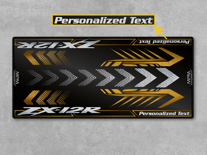 Kawasaki ZX-12R Black Motorcycle Garage Mat personalized MPM motorcycle display accessory