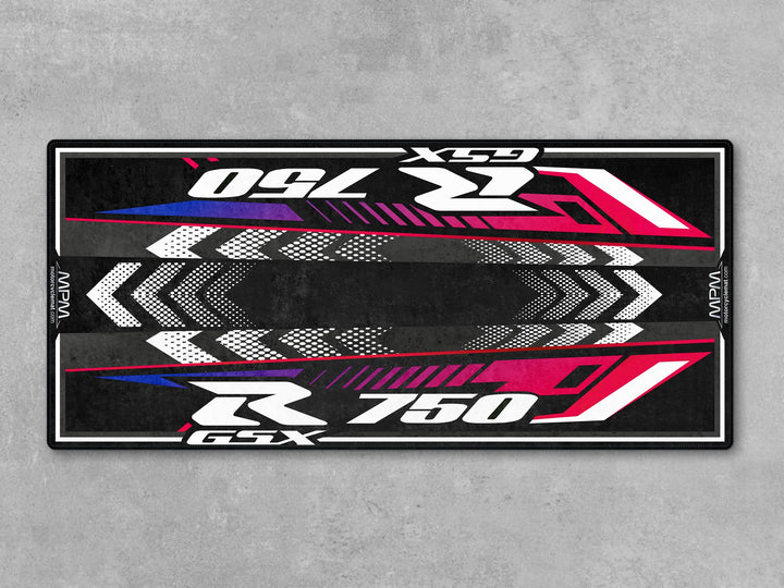 Suzuki GSX-R 750 Black Motorcycle Garage mat pit mat floor cover racetrack track prep