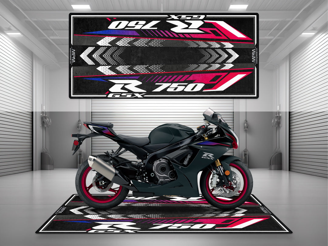 Suzuki GSX-R 750 Black Motorcycle Garage mat parking mat rug showroom bike zone