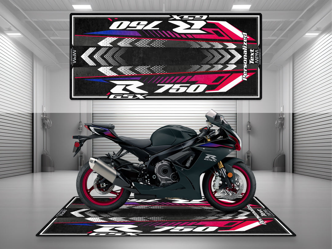 Suzuki GSX-R 750 Black Motorcycle Garage mat custom pit rug motorcycle display gift