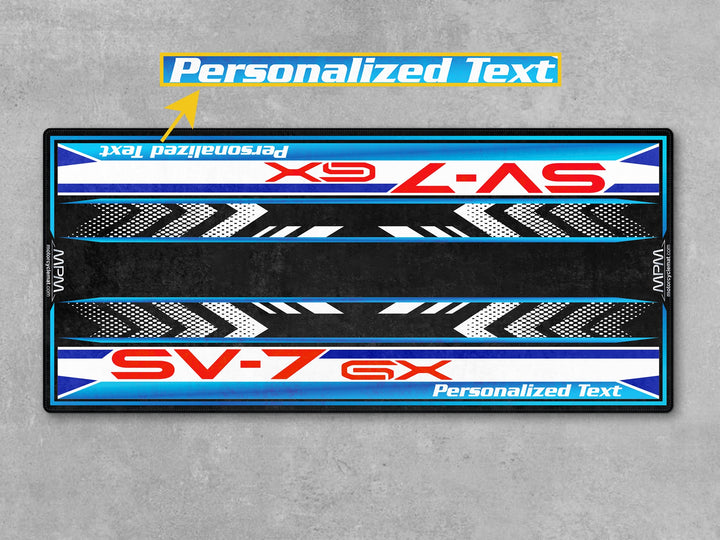 Suzuki SV-7 GX Blue White Motorcycle Garage mat personalized parking mat rider accessory