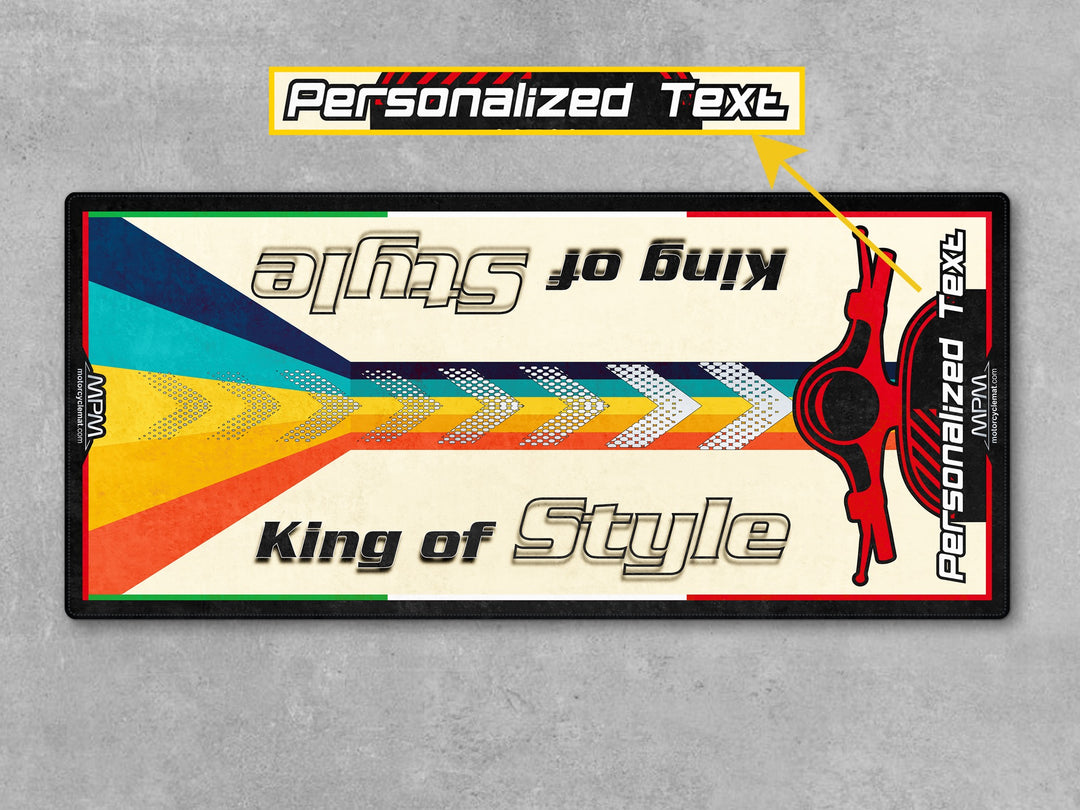 Vespa Scooter Garage mat for Primavera, GTS, Sprint – custom display carpet gift, perfect rug for rider essentials setup.
