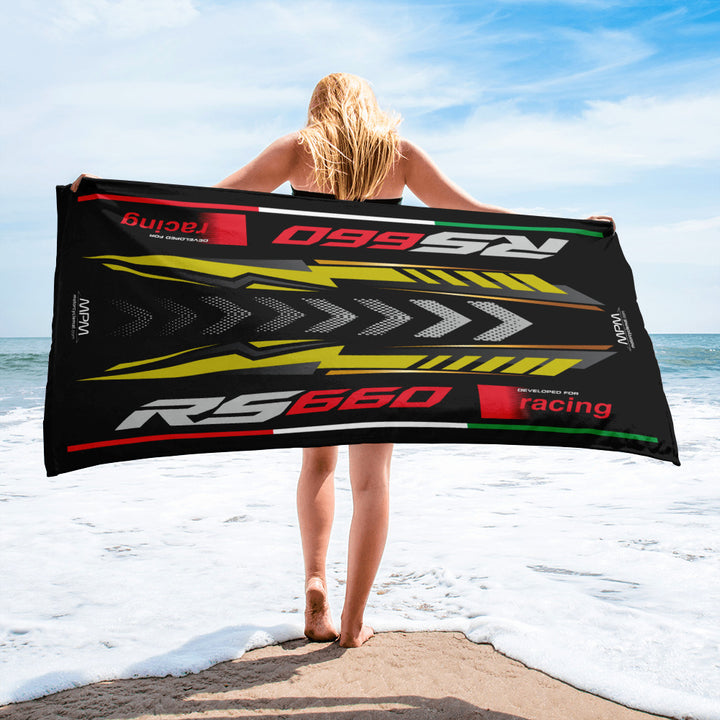 Designed Beach Towel Inspired by Aprilia RS660 Acid Gold Color Motorcycle Model - MM9275