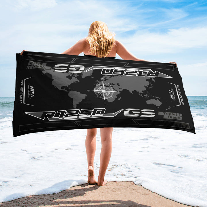 Designed Beach Towel Inspired by BMW R1250GS Triple Black Motorcycle Model - MM9247