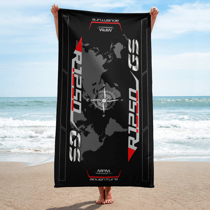 Designed Beach Towel Inspired by BMW R1250GS Ice Gray Motorcycle Model - MM9247
