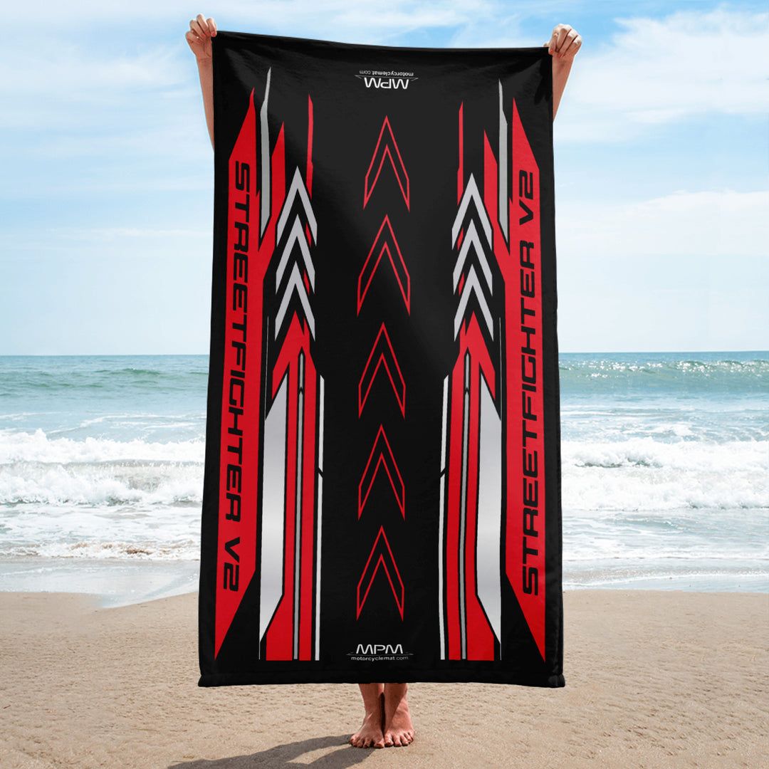 Designed Beach Towel Inspired by Ducati Streetfighter V2 Ducati Red Motorcycle Model - MM9258