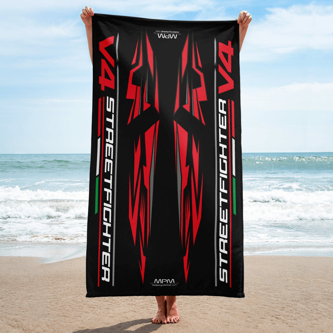 Designed Beach Towel Inspired by Ducati Streetfighter V4 Motorcycle Model - MM9259