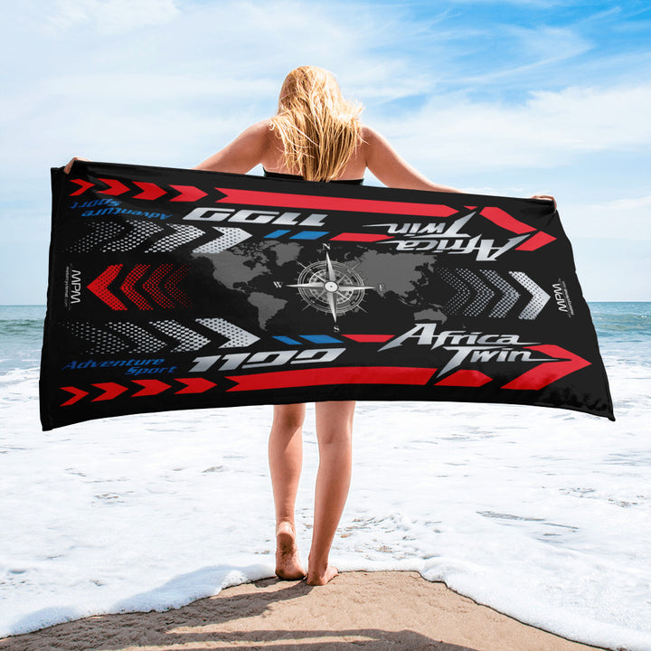 Designed Beach Towel Inspired by Honda Africa Twin Gran Prix Red Color Motorcycle Model - MM9452