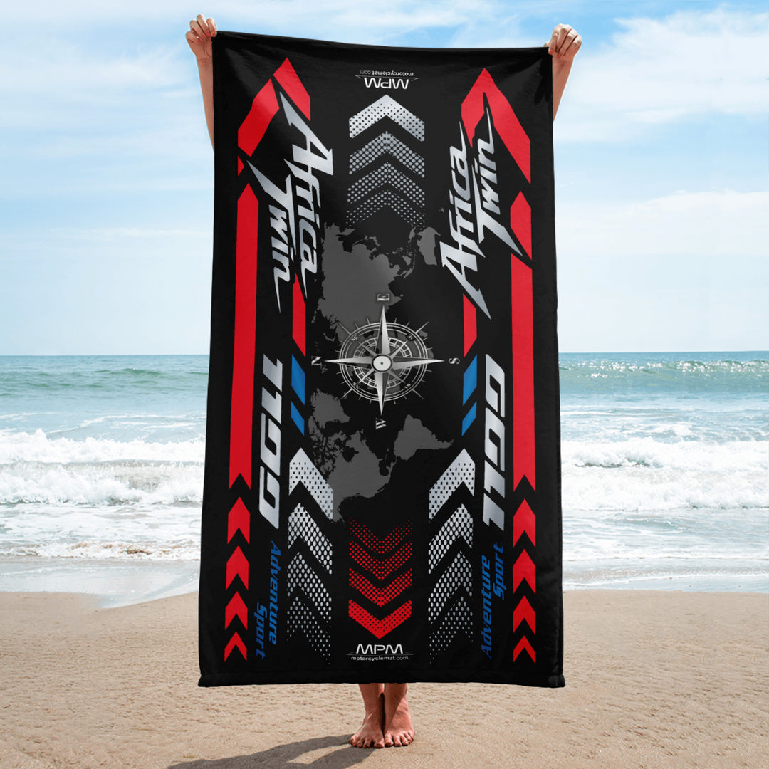 Designed Beach Towel Inspired by Honda Africa Twin Gran Prix Red Color Motorcycle Model - MM9452