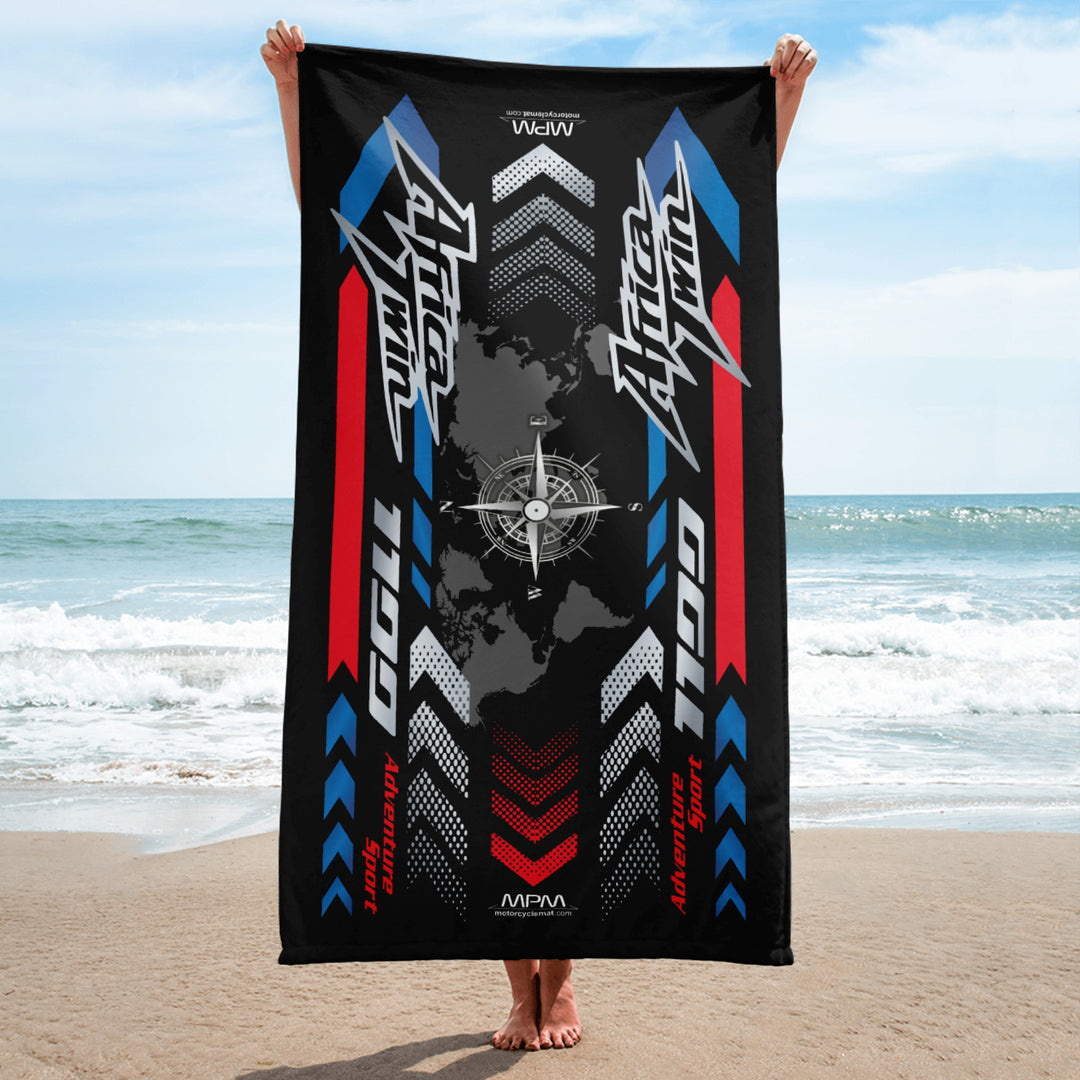 Designed Beach Towel Inspired by Honda Africa Twin White Color Motorcycle Model - MM9452