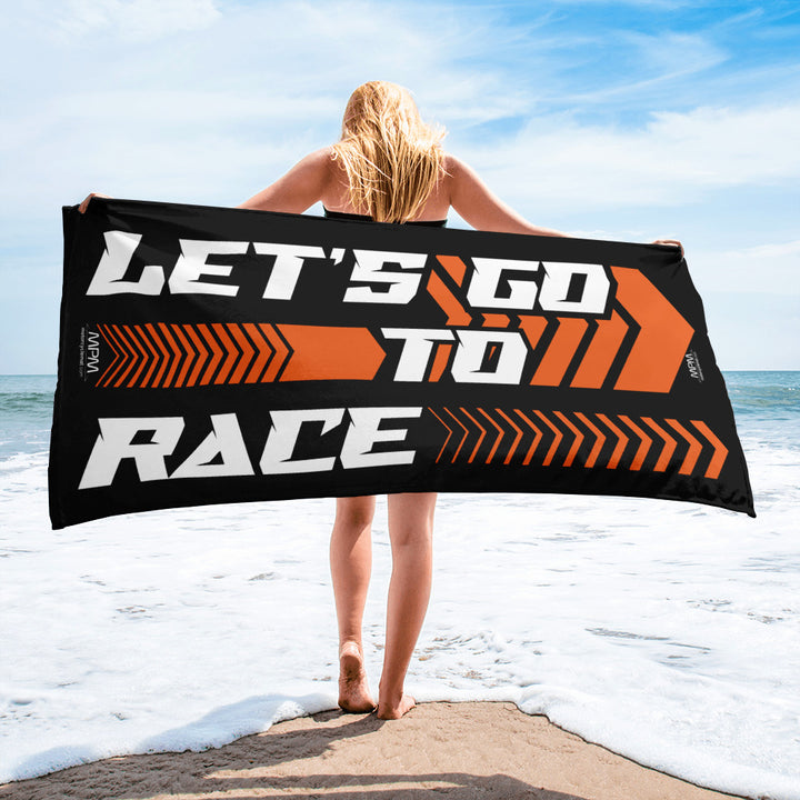 Designed Beach Towel Inspired by KTM Style Let's Go To Race Orange Color Motorcycle Model - MM9212