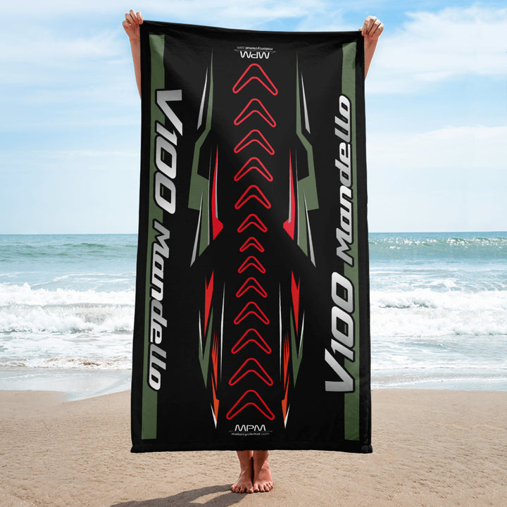 Designed Beach Towel Inspired by Moto Guzzi V100 Mandello Verde Color Motorcycle Model - MM9206
